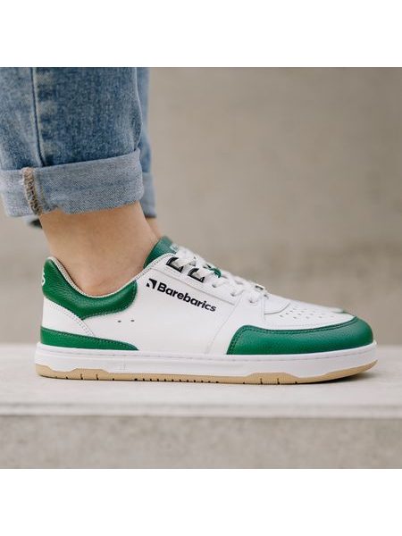 Adidași barefoot Barebarics Wave albi cu verde închis