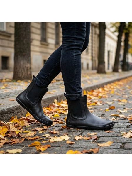 Damen-Barfuß-Chelsea-Stiefeletten ANGLES ORION Schwarz glatt