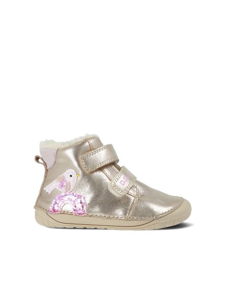D.D.STEP W070-52624A Krémová | Dětské zimní zateplené barefoot boty