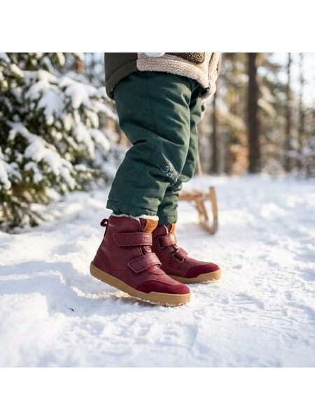 Detské zimné zateplené barefoot topánky RAYVE LAHTI vínové