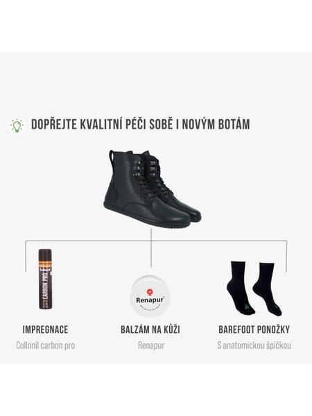 ANGLES ORPHEUS ZIP WINTER Black | Kotníčkové zateplené barefoot boty