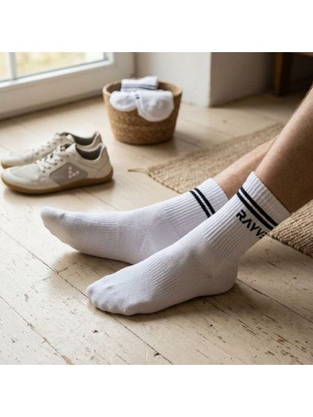 RAYVE BAREFOOT BAVLNĚNÉ PONOŽKY Bílé VÝHODNÝ SET 5 KUSŮ
