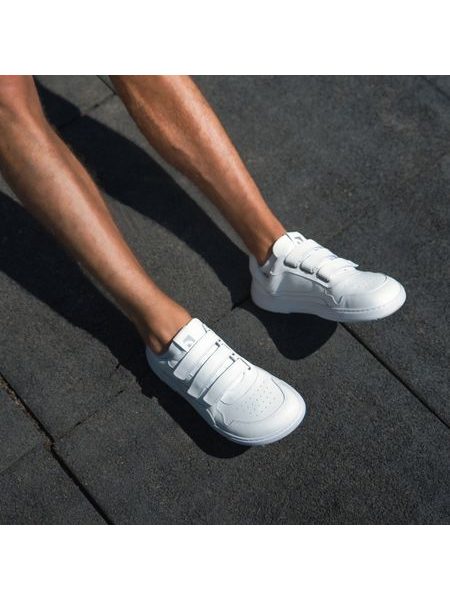 Ténis barefoot Barebarics Zing Velcro branco - Pele