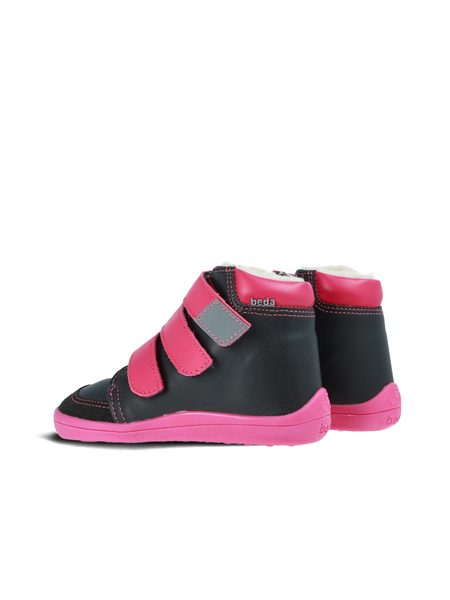 BEDA ZIMNÍ VYŠŠÍ EL Black/Pink | Dětské zimní zateplené barefoot boty