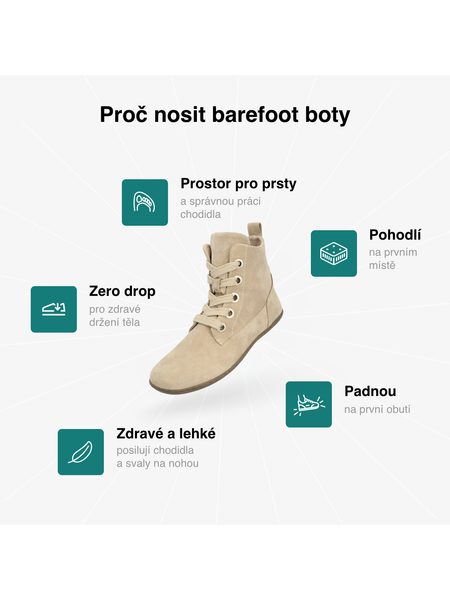 Dámské Barefoot Kotníkové Boty GROUNDIES® Salzburg Béžové