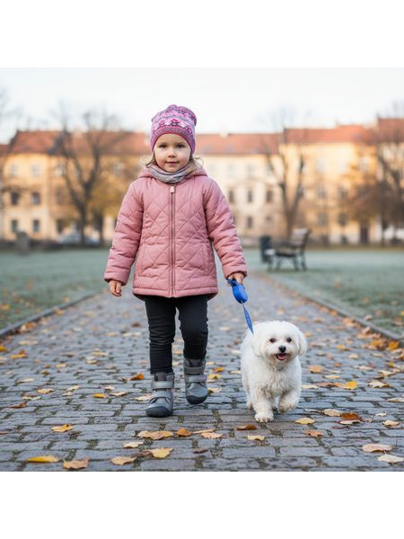 D.D.STEP W073-52306D Tmavě Šedá | Dětské zimní zateplené barefoot boty