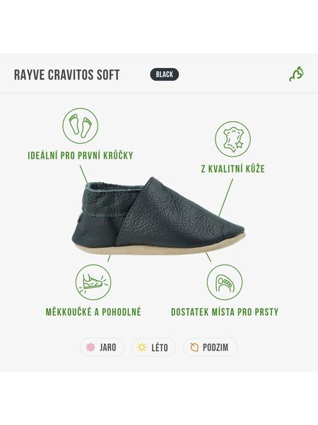 RAYVE CRAVITOS SOFT Black | Dětské barefoot capáčky