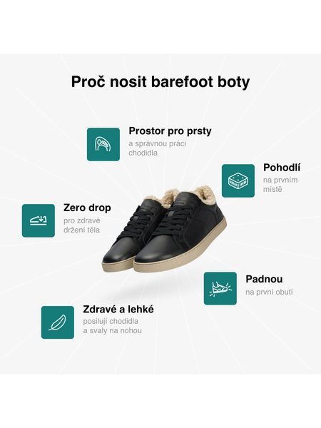 Dámské zateplené Barefoot Tenisky GROUNDIES® Universe Teddy Černé