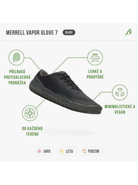 MERRELL VAPOR GLOVE 7 Black | Sportovní barefoot tenisky