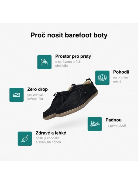 Barefoot Mokasíny GROUNDIES® Cricket Černé