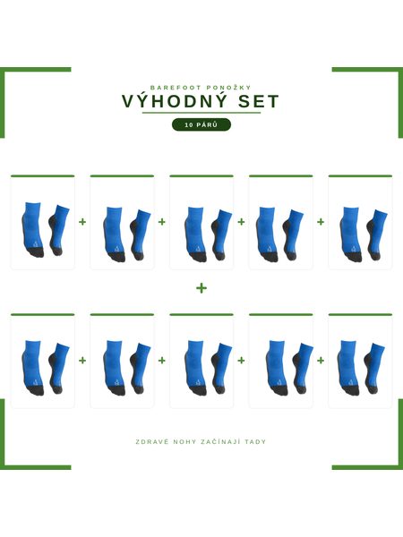 DĚTSKÉ NABOSO BAREFOOT BAMBUSOVÉ PONOŽKY Modré VÝHODNÝ SET 10 KUSŮ
