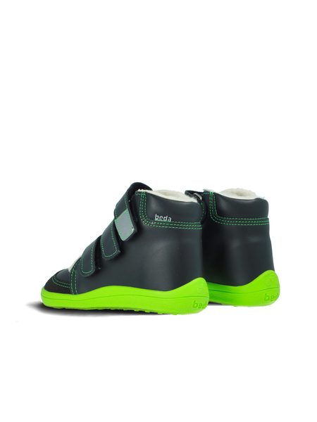BEDA ZIMNÍ VYŠŠÍ MARCUS Black/Green | Dětské zimní zateplené barefoot boty