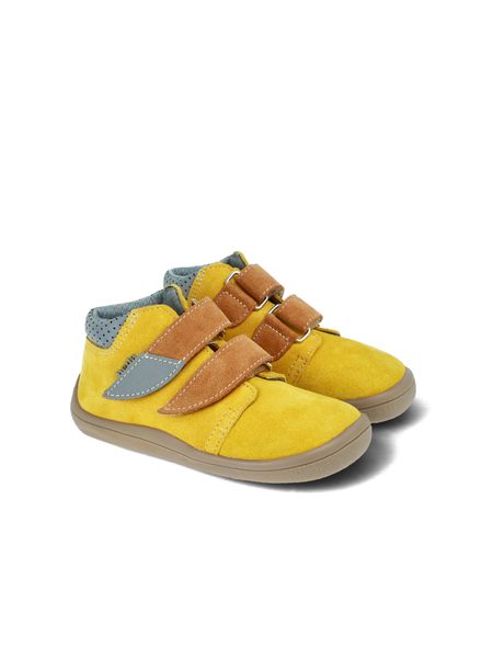 BEDA CELOROČNÍ VELUR MAURO Yellow - užší kotník | Dětské barefoot tenisky