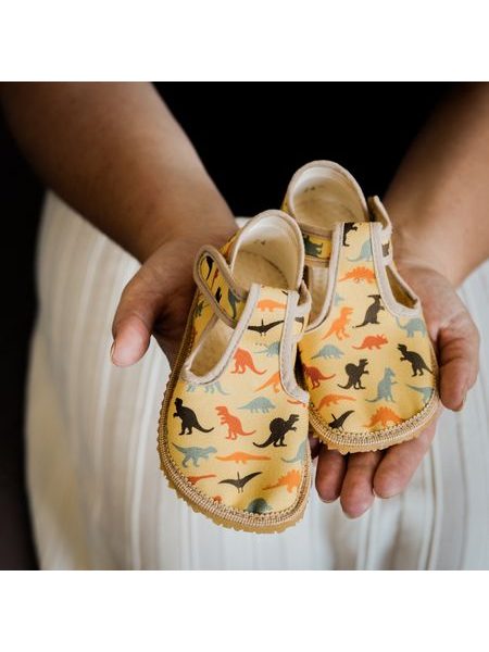 BEDA PAPUČE BFN 170020/W Dinosaurs | Dětské barefoot přezůvky