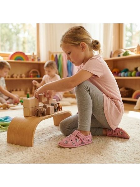 RAYVE SLIPPERS Pink Cat | Dětské barefoot přezůvky