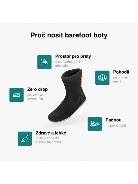 Dámské Barefoot Zateplené Boty GROUNDIES® ICELAND Černé