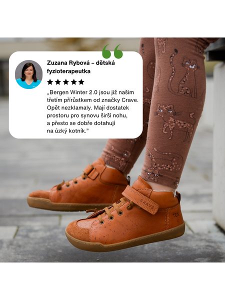 CRAVE BERGEN WINTER 2.0 Cognac | Dětské zimní zateplené barefoot boty