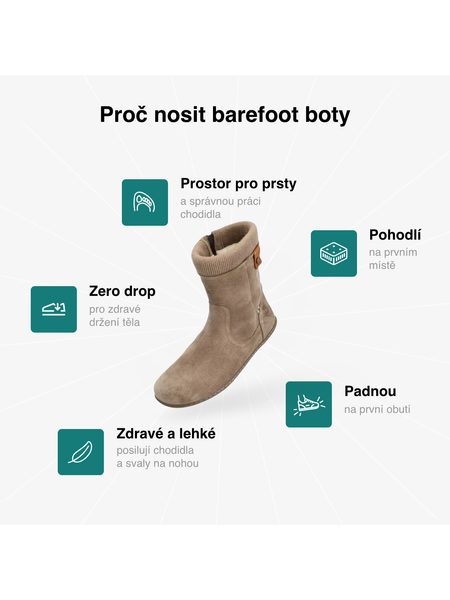 Dámské Barefoot Zateplené Boty GROUNDIES® ICELAND Béžové