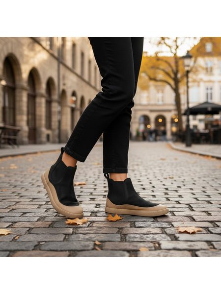 Dámské Barefoot Chelsea GROUNDIES® SIENNA Černo Béžové