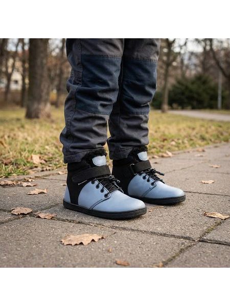 Dětské Barefoot Zimní boty PEGRES BF40 0.1 modré