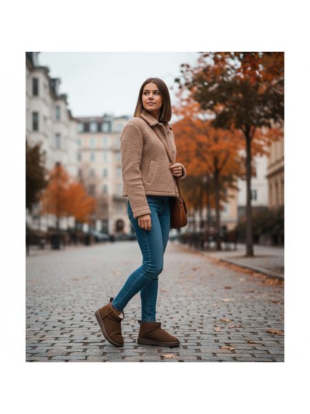 Dámské Barefoot Zateplené Boty GROUNDIES® COZY BOOT LOW Čokoládové