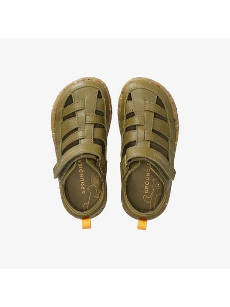 Dětské Barefoot Sandály GROUNDIES® Noto 2.0 Khaki Oranžové