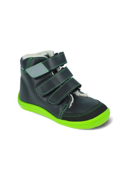 BEDA ZIMNÍ VYŠŠÍ MARCUS Black/Green | Dětské zimní zateplené barefoot boty