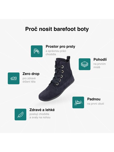 Dámské Barefoot Kotníkové Boty GROUNDIES® Salzburg Půlnoční Modrá