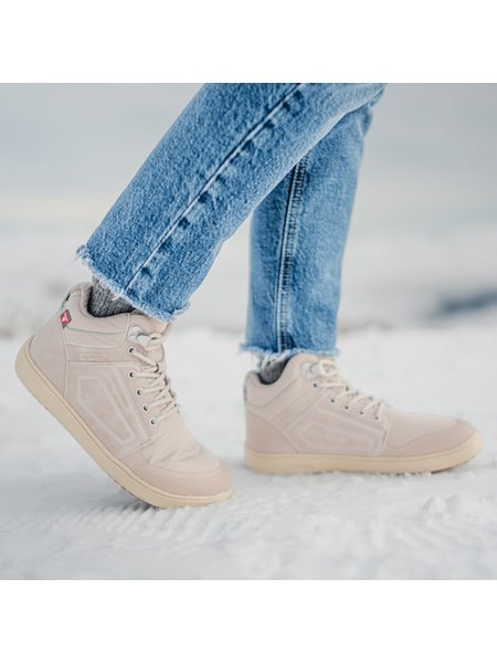 BE LENKA ZIMNÍ KOTNÍKOVÉ ArcticEdge - Beige | Zimní zateplené barefoot boty