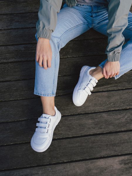 Ténis barefoot Barebarics Zing Velcro branco - Pele