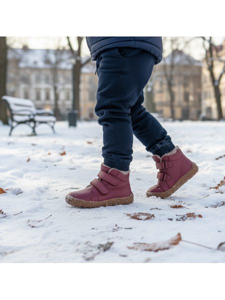 FRODDO ZIMNÍ FURRY Bordeaux | Dětské zimní zateplené barefoot boty