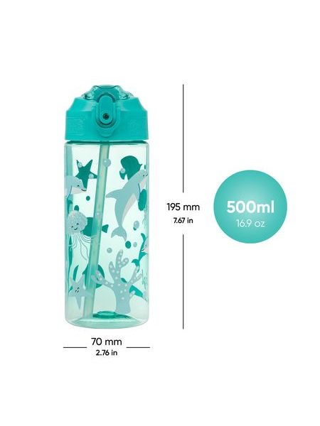 BAAGL Tritanová láhev na pití s brčkem Delfín 500 ml