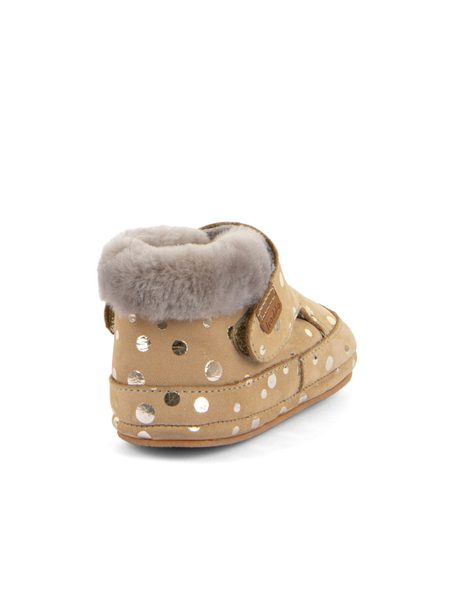 FRODDO ZIMNÍ CAPÁČKY FURRY WALKERS Gold+ | Dětské první zateplené barefoot botičky