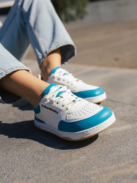 Ténis barefoot Barebarics Wave branco e turquesa-escuro