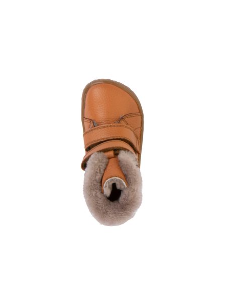 FRODDO KOTNÍKOVÉ ZIMNÍ FURRY BOOT Cognac | Dětské zimní zateplené barefoot boty