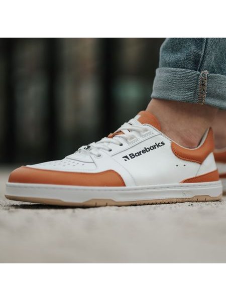 Ténis barefoot Barebarics Wave branco e laranja