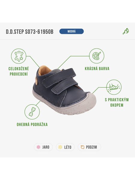 D.D.STEP S073-61950B Modrá | Dětské barefoot celoroční boty