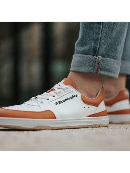 Barefoot sneakers voor dames en heren Barebarics Wave - wit-oranje