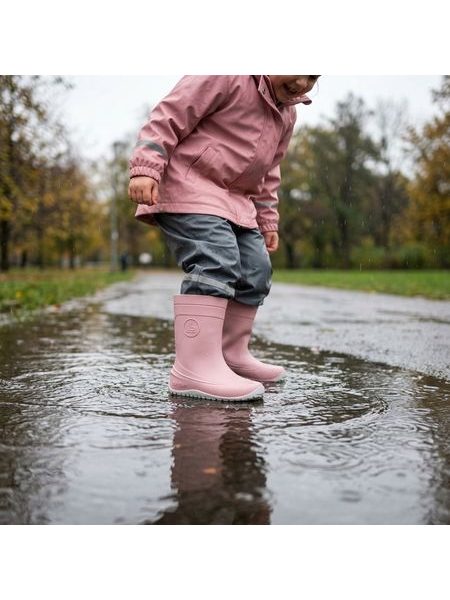 BAREBOO MONSOON 1.0 Pink/Grey | Dětské barefoot holínky