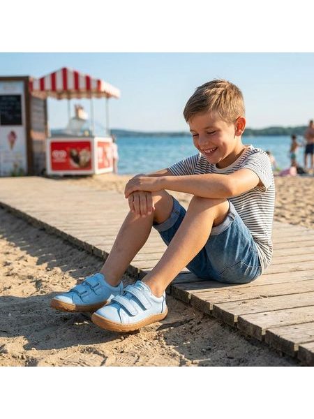 FRODDO TENISKY BAZE LEATHER D-VELCRO Light Blue | Dětské barefoot tenisky