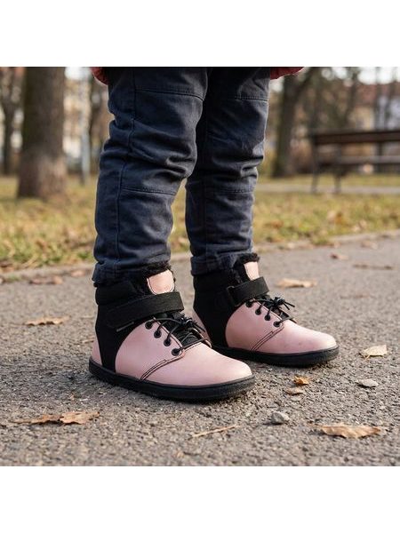 Dětské Barefoot Zimní boty PEGRES BF40 0.1 růžové