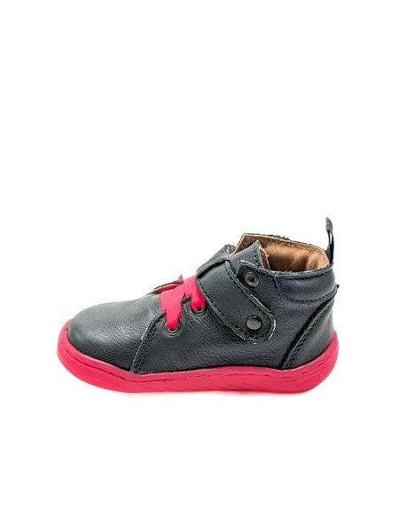 Dětské Barefoot Celoroční boty PEGRES SKINNY SBF 62F černo/růžové