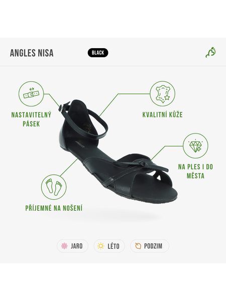 ANGLES NISA Black | Dámské barefoot sandály