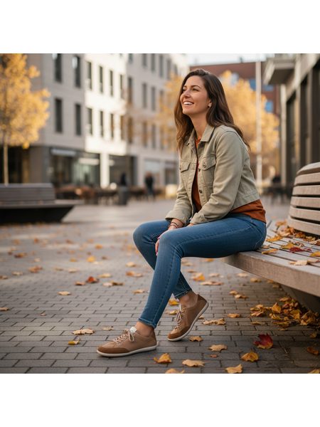 Barefoot Tenisky GROUNDIES® Amsterdam Koňakové