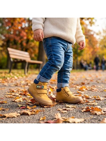 Dětské Barefoot Celoroční Boty BEPPI CASUAL BOOT BABY hořčicové
