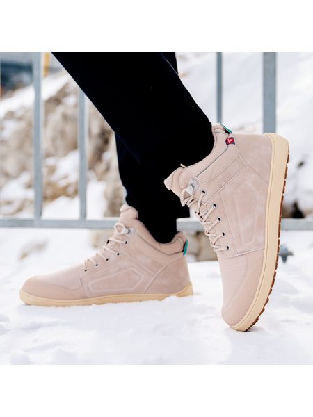 BE LENKA ZIMNÍ KOTNÍKOVÉ ArcticEdge - Beige | Zimní zateplené barefoot boty