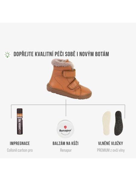 FRODDO KOTNÍKOVÉ ZIMNÍ FURRY BOOT Cognac