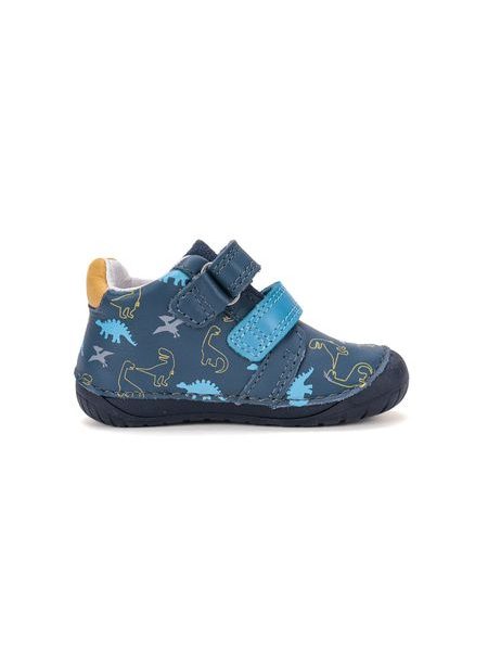 Dětské barefoot celoroční boty D.D.STEP S070-62594B modré dinosauři - detail suchých zipů