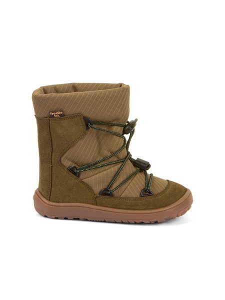 FRODDO ZIMNÍ TEX TRACK WOOL Olive | Dětské zimní zateplené barefoot boty