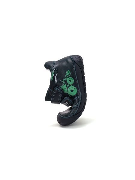 Dětské barefoot celoroční boty D.D.STEP S070-62964A tmavě modré traktor - pohled zezadu